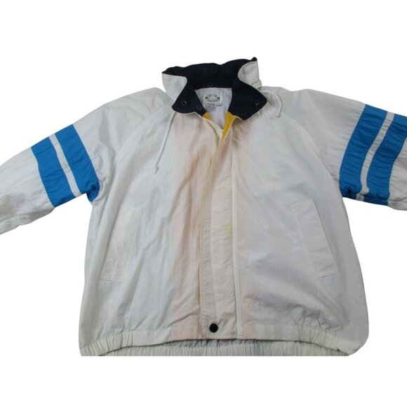 Vintage Nautica Jacket Mens XL White Windbreaker Long Sleeve Hooded Full Zipper - Picture 1 of 14